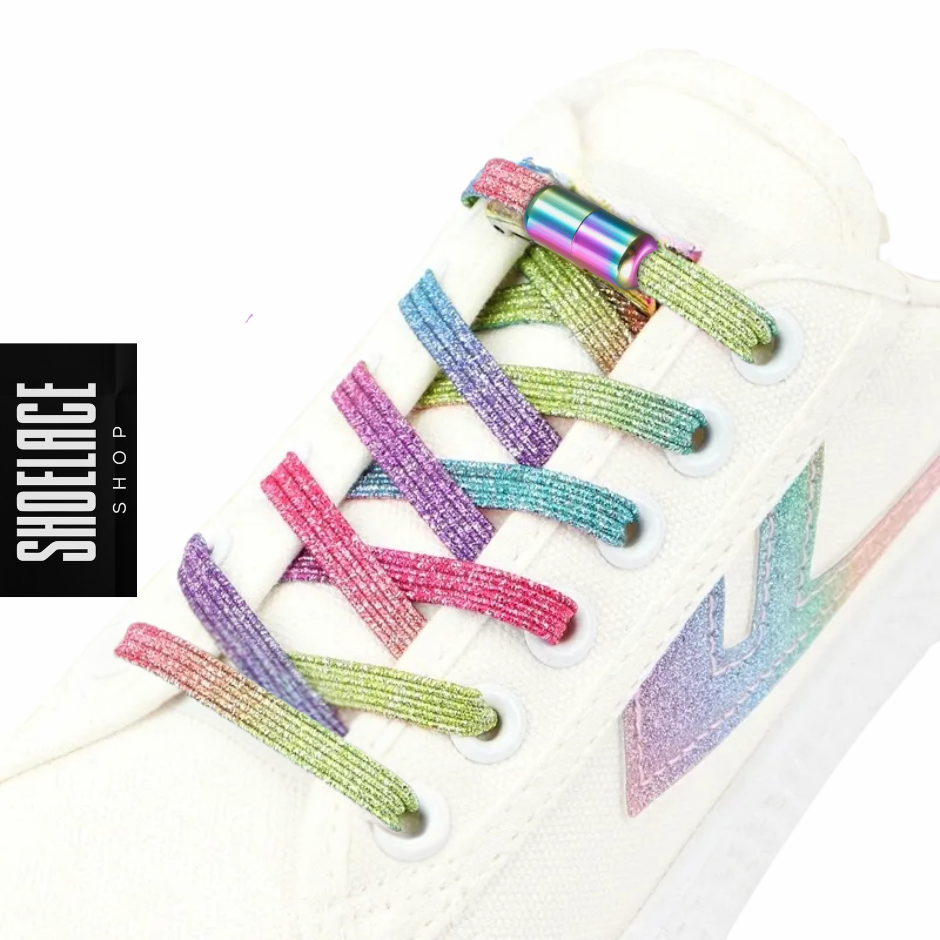 Elastic No-Tie Laces Metal Lock Multicolour