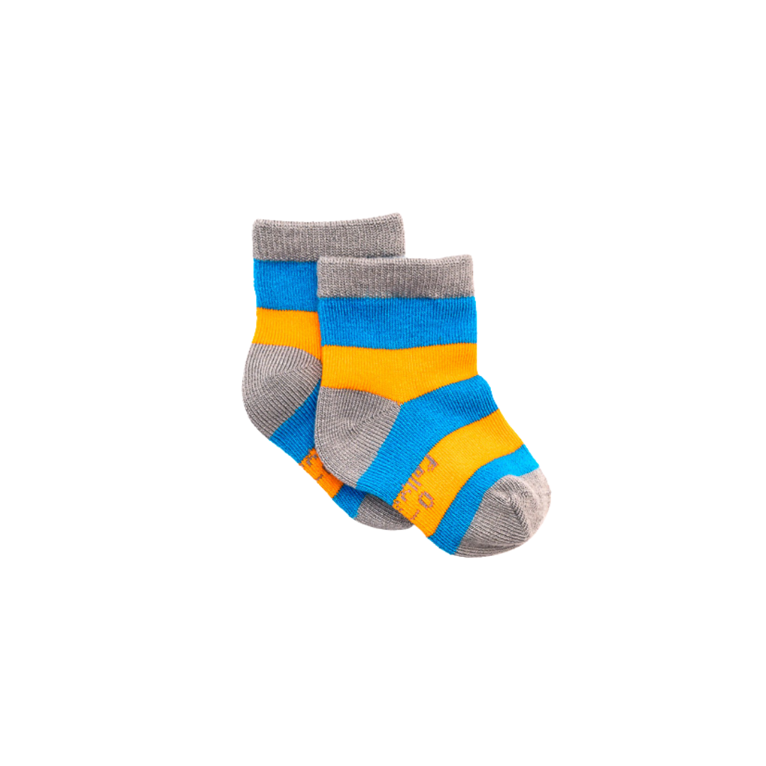 Blue & Orange Stripe Bamboo Sock (seamless toe)